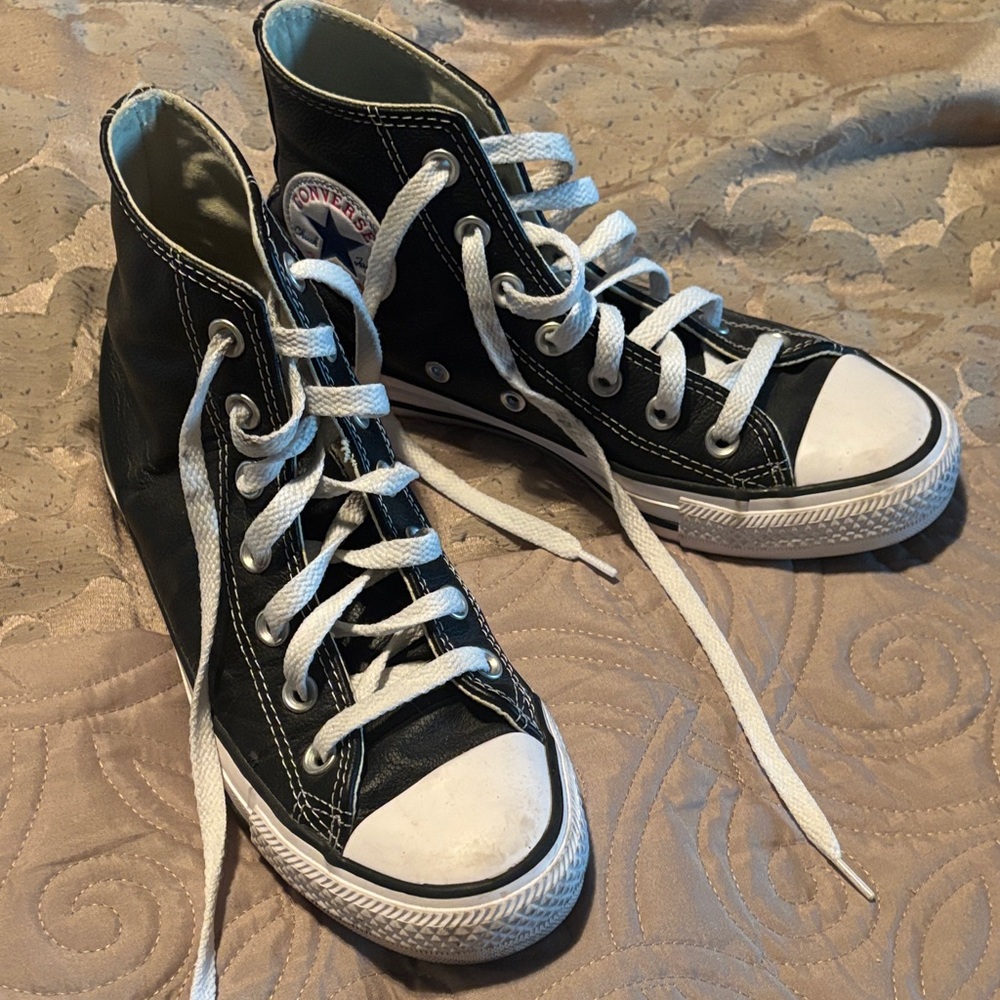 Converse Women’s High-Top Black Leather Sneakers